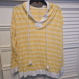 St. John's Bay Yellow and White Striped Cotton Top